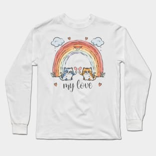 My Rainbow Cat is My Valentine Long Sleeve T-Shirt